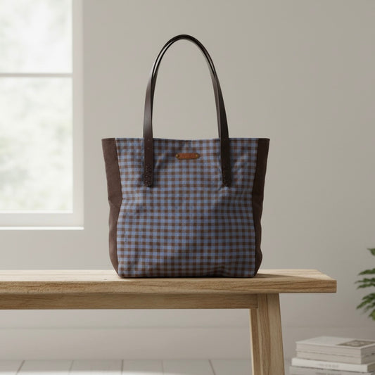 Bolso de hombro Vichy cielo y tierra