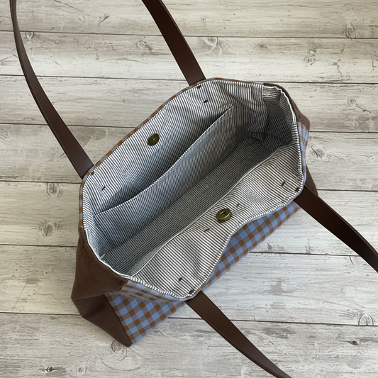 Bolso de hombro Vichy cielo y tierra