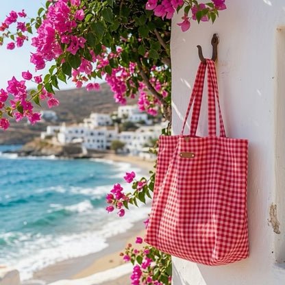 Bolso Tote "Elbony" Vichy fresa